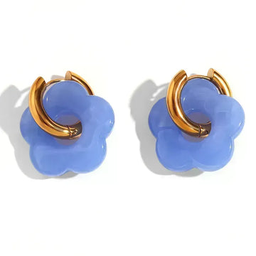 Arete Flor azul lila