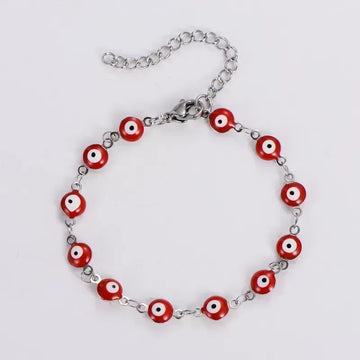 Pulsera roja con plata