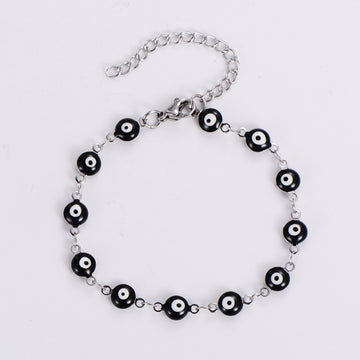 Pulsera negra con plata
