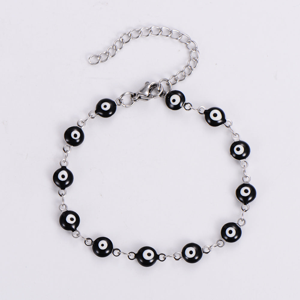 Pulsera negra con plata